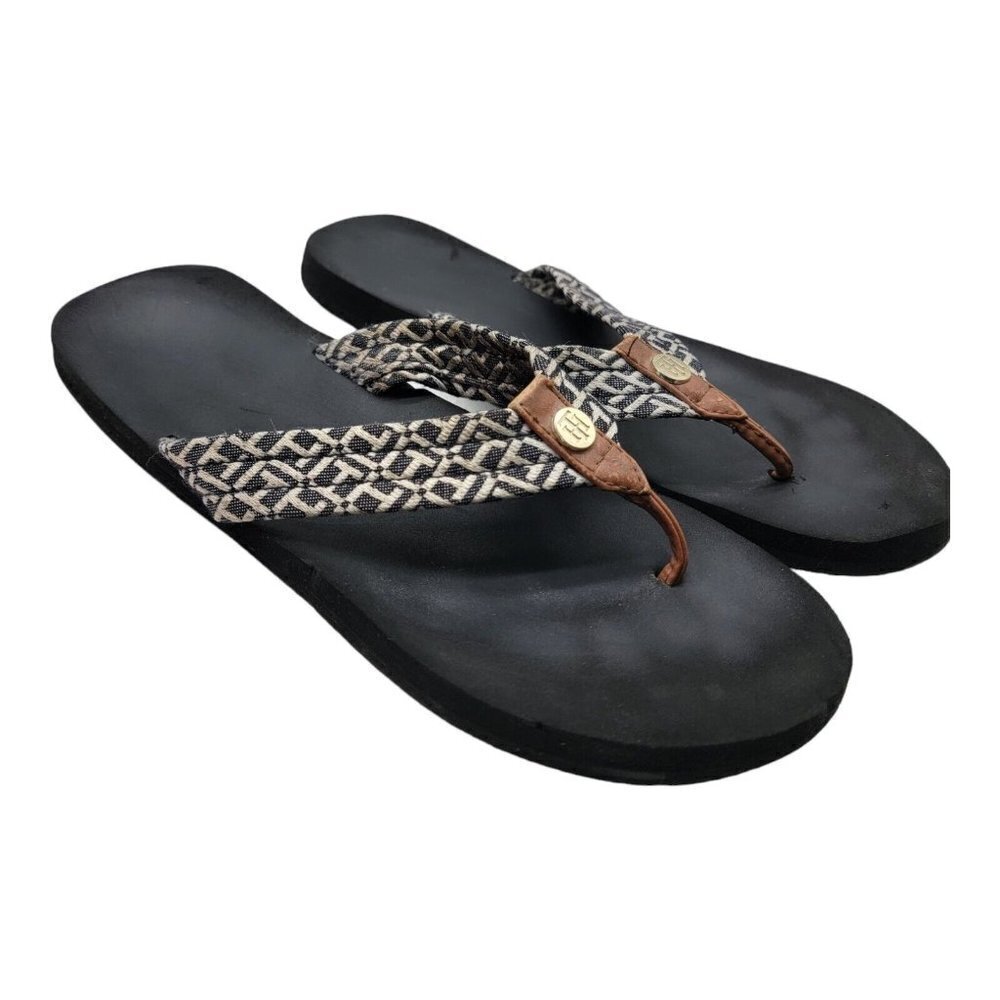 Tommy Hilfiger Shoes Womens Size 9 TWClaran  Black Fabric Strap Flip Flop
